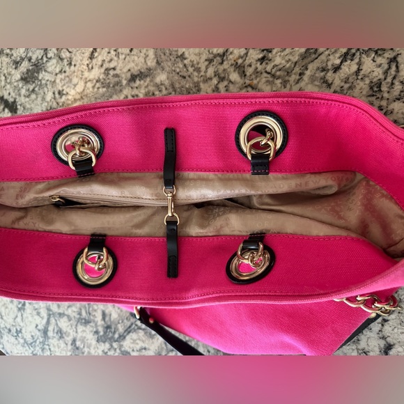 kate spade New York East Broadway Tote Zinnia Pink with Black/Gold Chain Straps - Picture 9 of 16